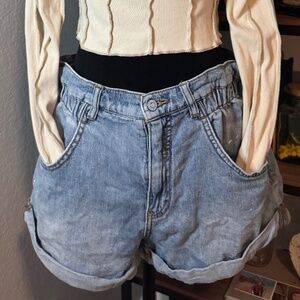 Pilcro Paper Bag Waist Slouchy Denim Shorts - Size 30